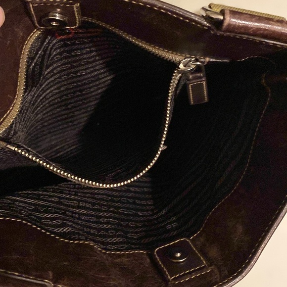 Prada Canapa Brown Jacquard leather messenger bag unisex - Picture 4 of 9